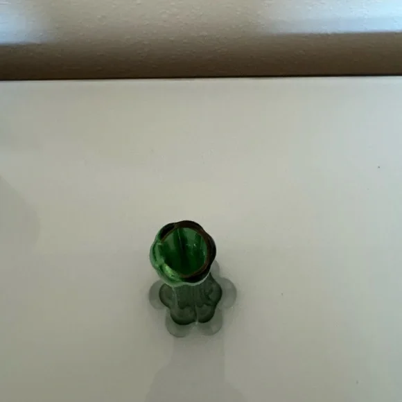 Vintage Mid Century Modern Green Elephant Foot Glass Bud Vase 9” tall - Picture 3 of 4